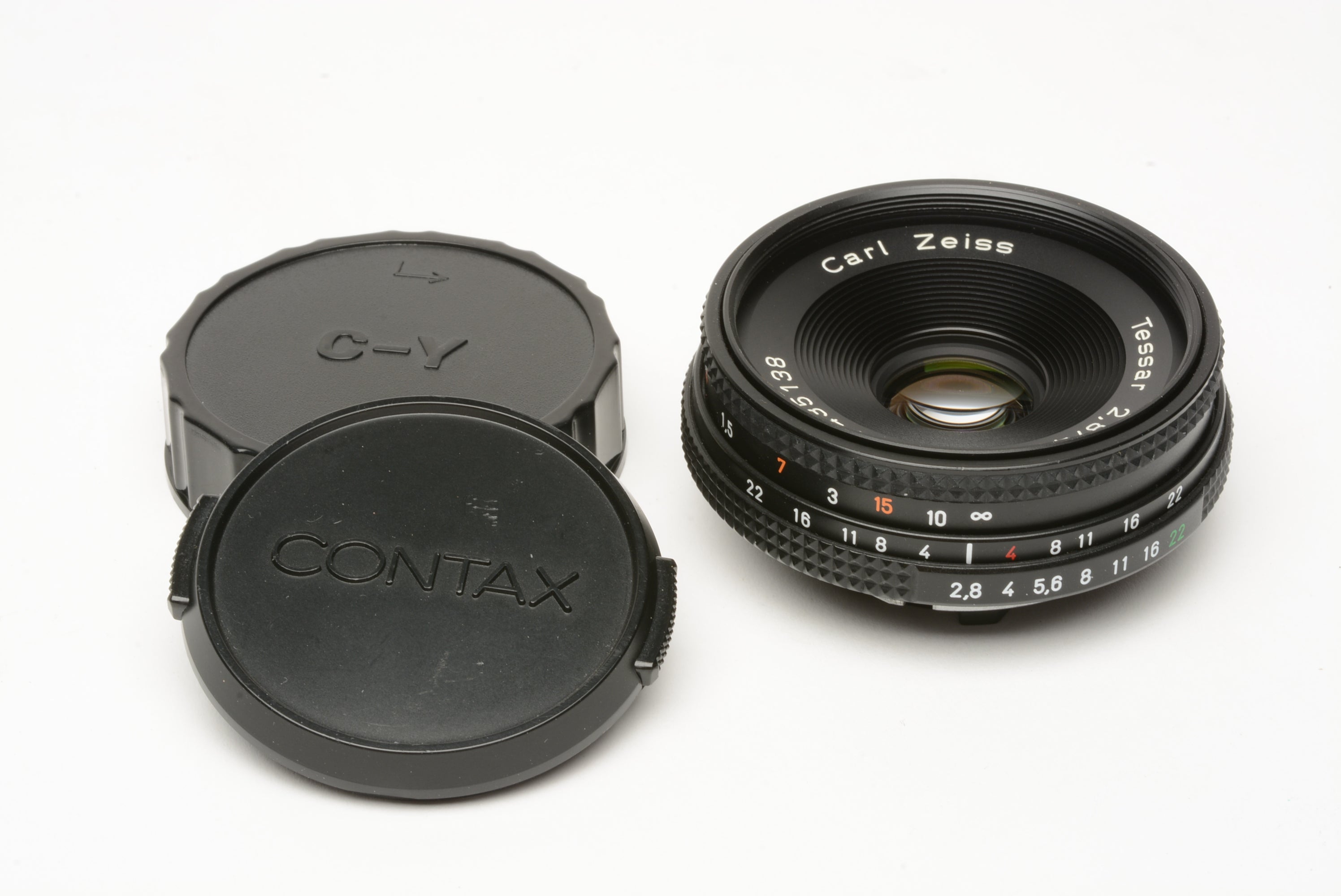 Carl Zeiss Contax Tessar T* 45mm f2.8 Pancake lens, caps, very