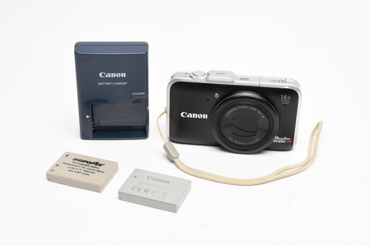 Canon Powershot SX230HS 12.1MP w/GPS Digital Point&Shoot camera, 2batts, Great!
