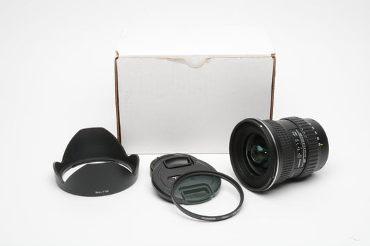 Tokina AT-X Pro SD 11-16mm f2.8 IF DX Sony A mount, caps, hood, UV, Mint-