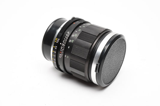 Minolta Rokkor QE 100mm f3.5 lens, case, caps, box, light haze, Good!