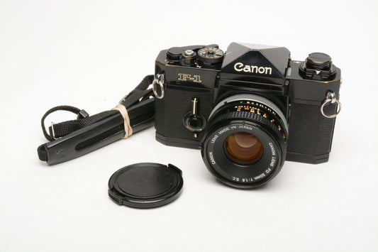 Canon F1 Original 35mm Body w/FD 50mm f1.8 S.C, New Seals, Tested
