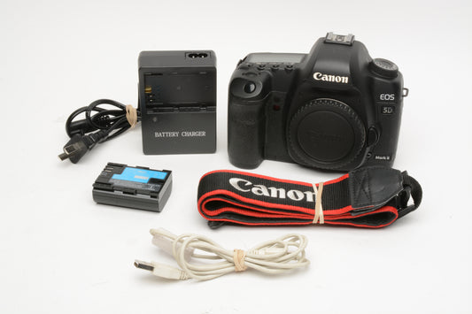 Canon EOS 5D Mark II DSLR Body, batt, charger, strap, Only 59,208 Acts