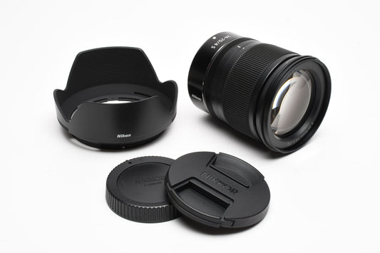 Nikon Nikkor Z 24-70mm f4 S zoom lens, Hood, Gently used, Mint-