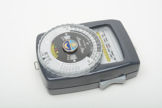 Gossen Luna-pro Incident Light Meter, Cases + Variable angle attachment