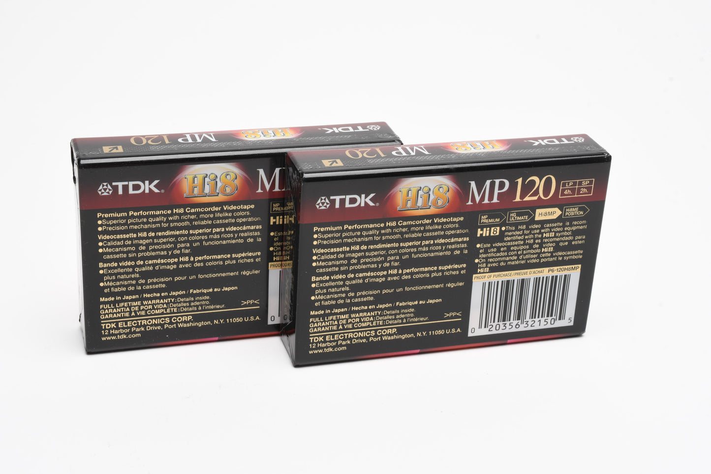 2X TDK Hi-8 MP-120 Video tape P6-120H8MP (New)