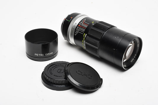 Petri 135mm F3.8 Telephoto Lens w/Caps, Good!