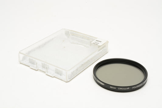 Tiffen 58mm circular polarizing filter in jewel case, Clean