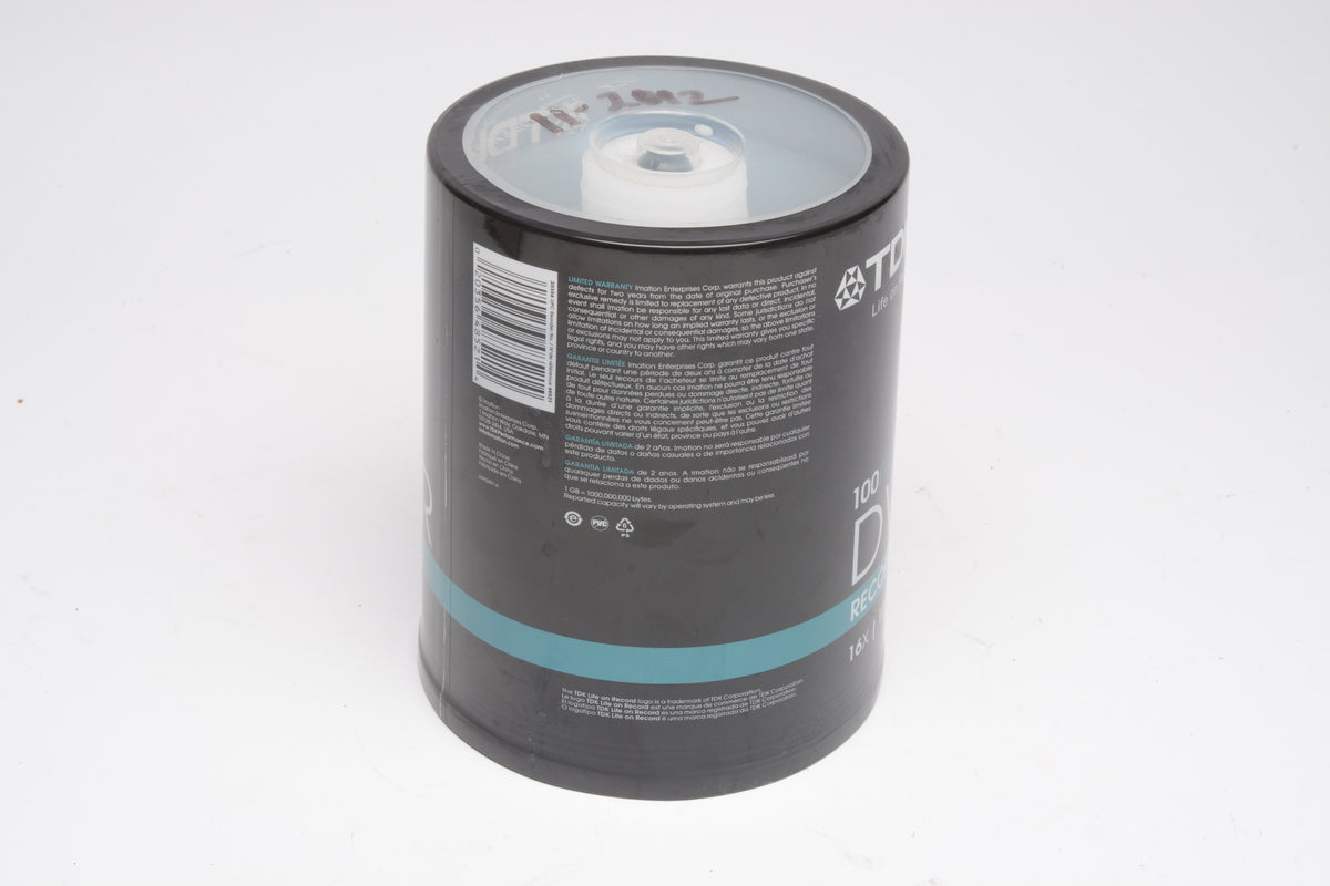 100X TDK DVD-R 4.7GB 120min 16X Optical Media Recordable, Sealed Tower