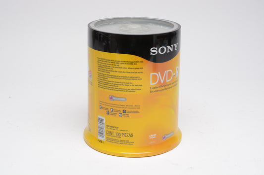 100X Sony DVD-R 4.7GB 120min 16X Optical Media Recordable, Sealed Tower