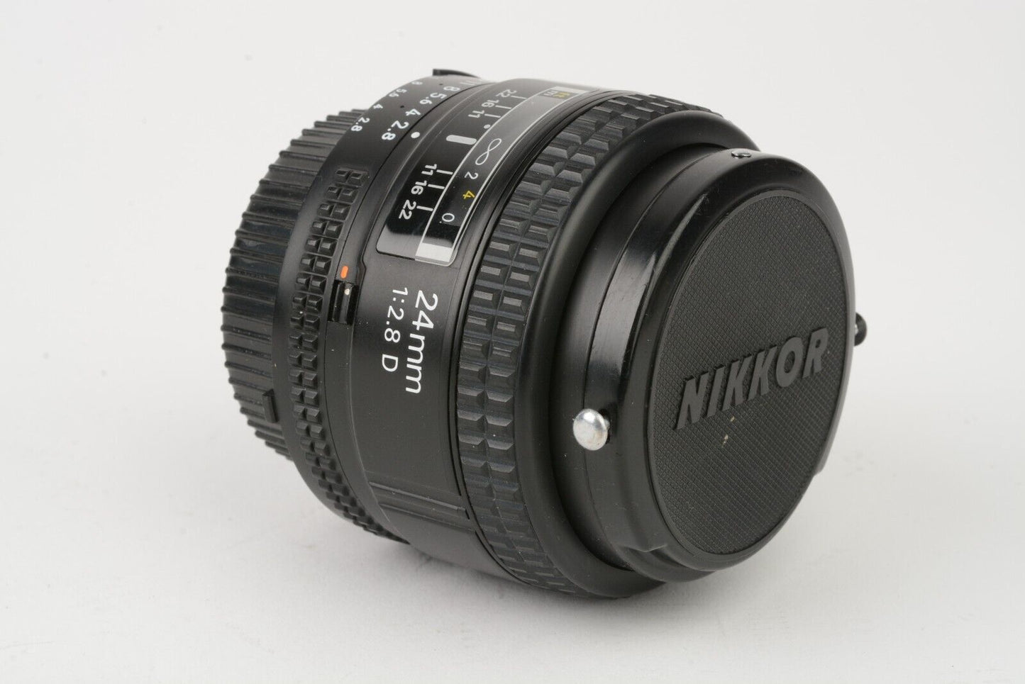 Nikon AF Nikkor 24mm F2.8D wide angle lens, caps, very clean & sharp!
