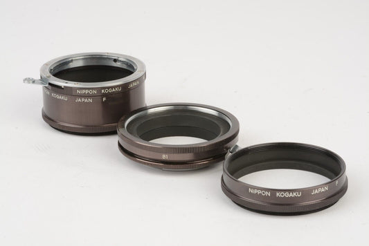 Nikon Nippon Kogaku Ext. Tube Set A, B1, B2, C, D Boxed, w/ Instructions, Mint