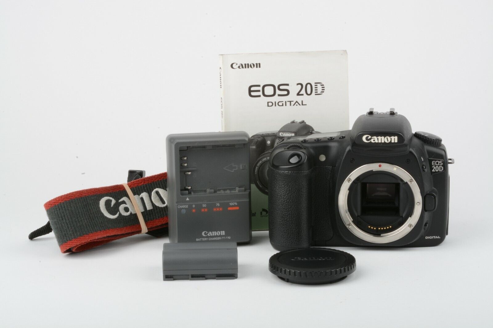 EXC+++ CANON EOS 20D DSLR BODY 8.2MP, BATT+CHARGER+STRAP+MANUAL, BARELY USED