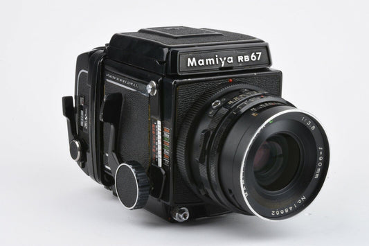 Mamiya RB67 Body w/ 90mm F3.8 C Lens + 220 Back + WLF + CR + DS + cap, nice!