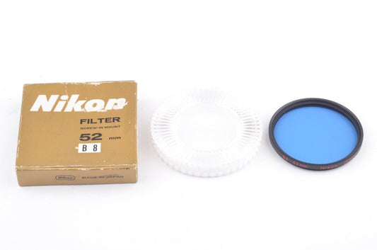 Nikon 52mm B8 blue filter in jewel case and box, mint-