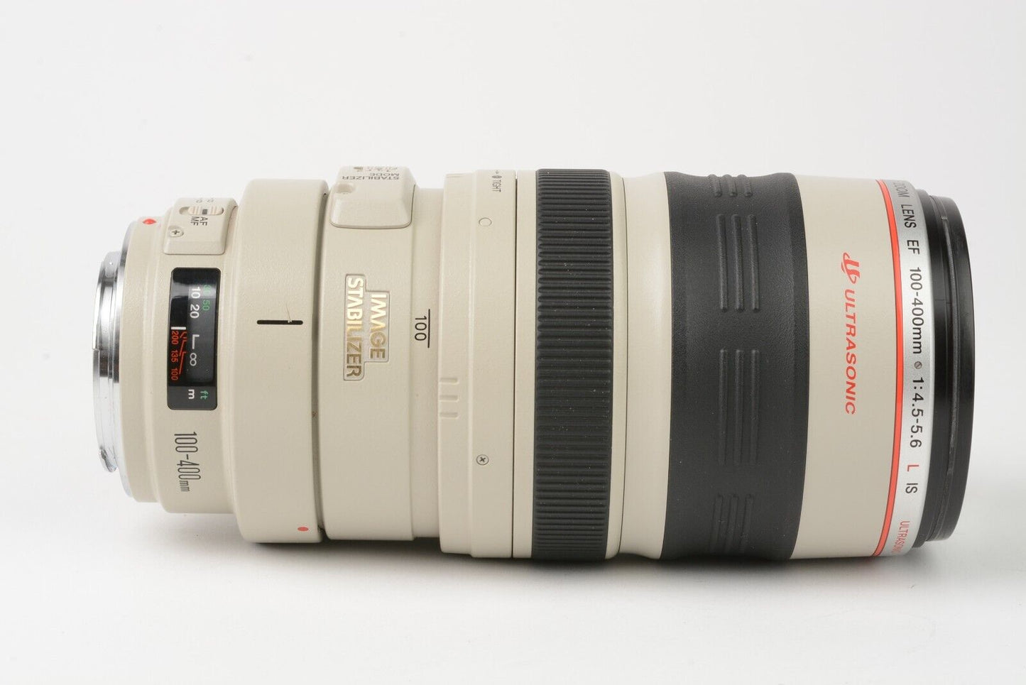 Canon EF 100-400mm f4.5-5.6 L IS USM zoom lens, caps, hood, collar, UV +P20 Plate
