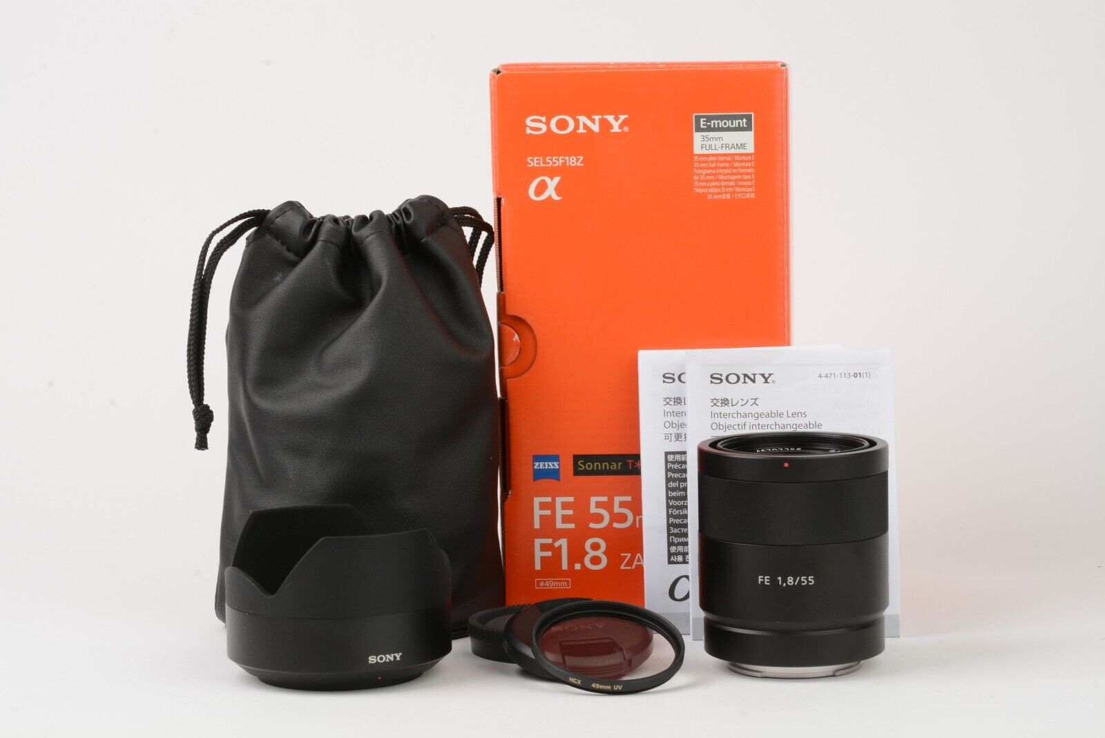 MINT SONY ZEISS SONNAR T* FE 55mm F1.8 ZA LENS, BOXED, USA, POUCH, HOO –  RecycledPhoto