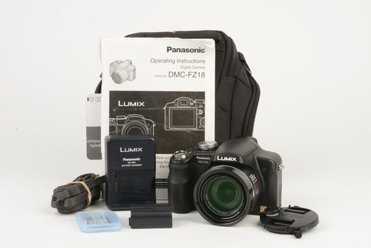 MINT- PANASONIC LUMIX DMC-FZ18 8.1MP DIGITAL, BATT+CHARGER+CASE+16GB SD CARD