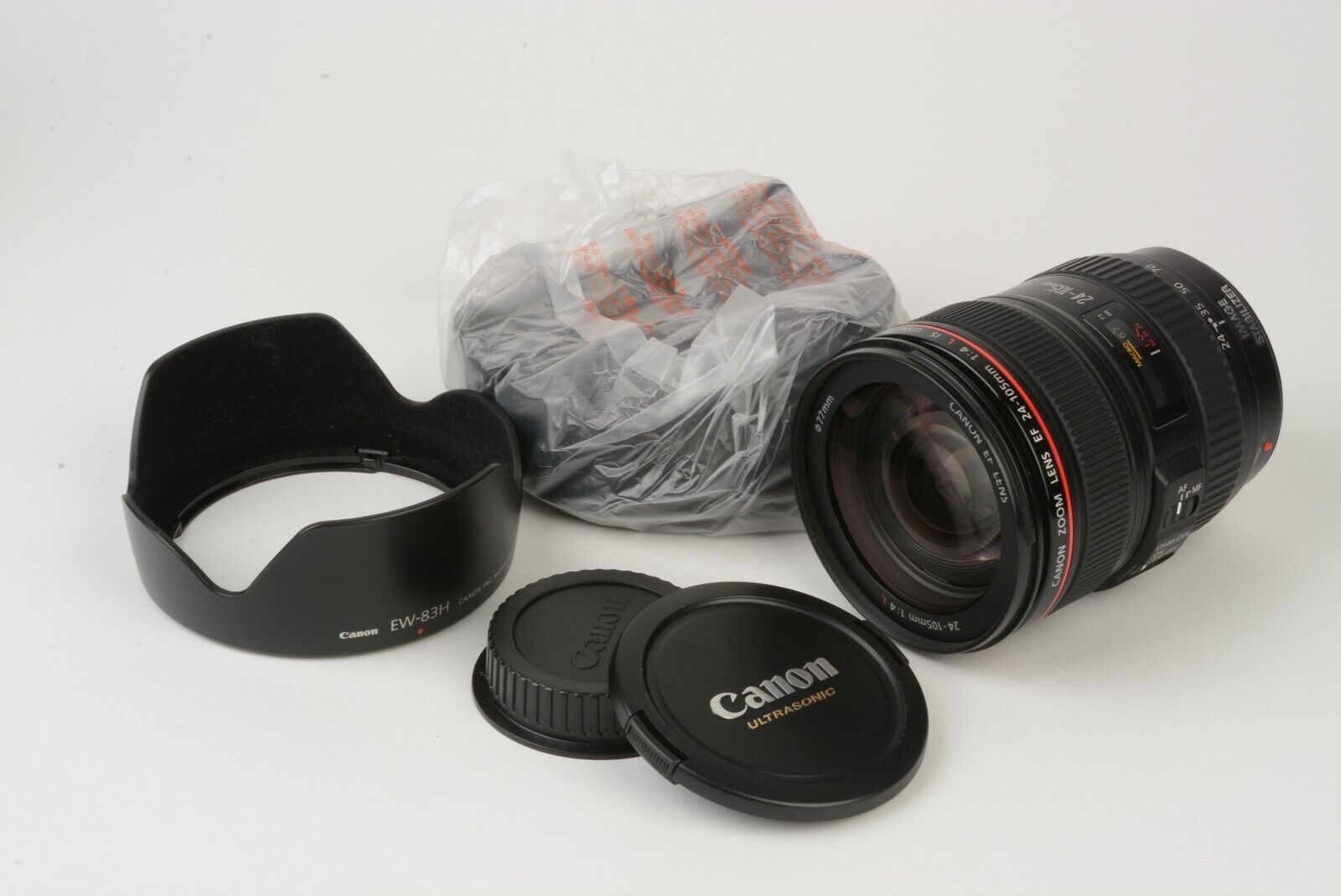 MINT CANON EF 24-105mm f4 L USM MACRO ZOOM LENS, VERY SHARP, TESTED,  HOOD+POUCH