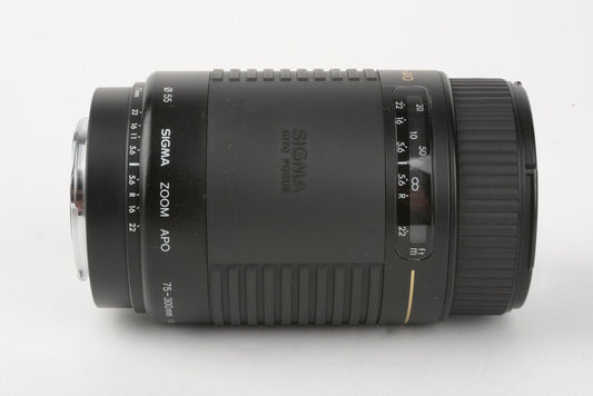 Sigma AF 75-300mm f4-5.6 APO Macro Zoom w/Caps+Case+Hood Sony A/Maxxum