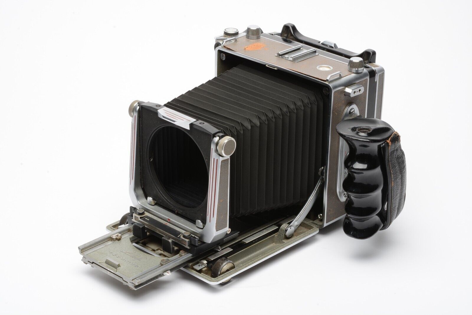 EXC++ LINHOF SUPER TECHNIKA 4x5 CAMERA ONLY, NEW BELLOWS, GRIP, TESTED,  GREAT