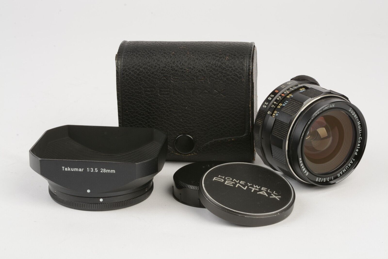 Asahi Pentax Super Multi Coated 28mm Lens M42 Mount, Hood+