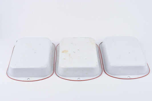 3X (Lot of 3) Porcelain ~7" x 9" B&W printing trays, Nice quality