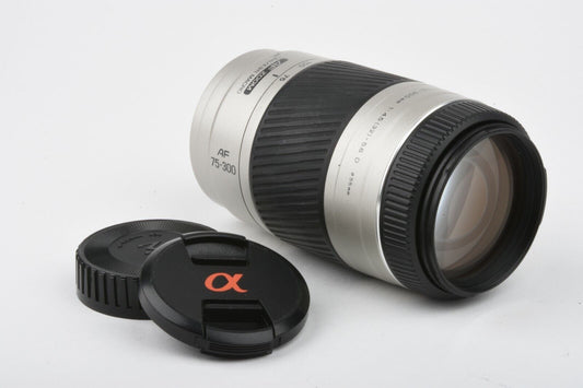Minolta AF 75-300mm F4.5-5.6D Macro Zoom Lens, Caps, nice & clean