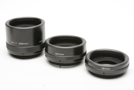 Vivitar AT-1 Extension tube set (12, 20, 36mm) m42 screw mount, caps+case