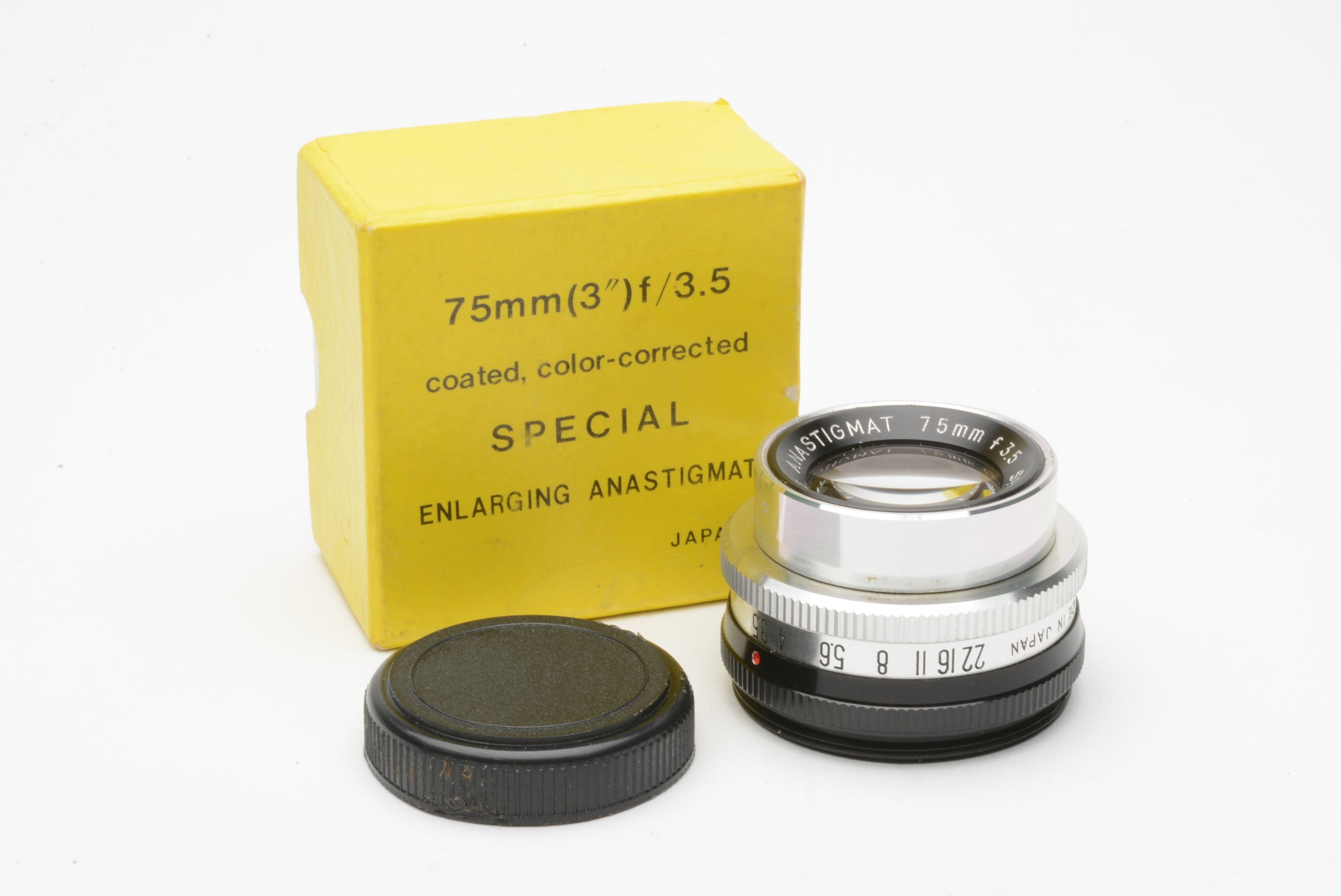 75mm f3.5 Enlarging lens for darkroom enlargers 3", cap, very clean (M