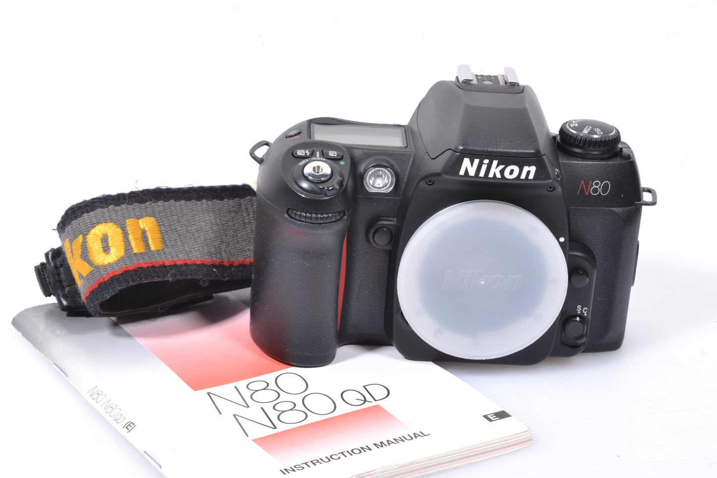 Nikon N80 35mm SLR body, cap, strap, book, tested, works great!