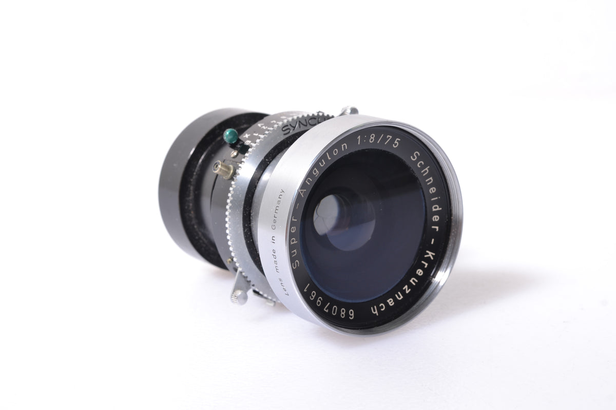 Schneider Super Angulon 75mm f8 large Format lens, Sharp! Accurate
