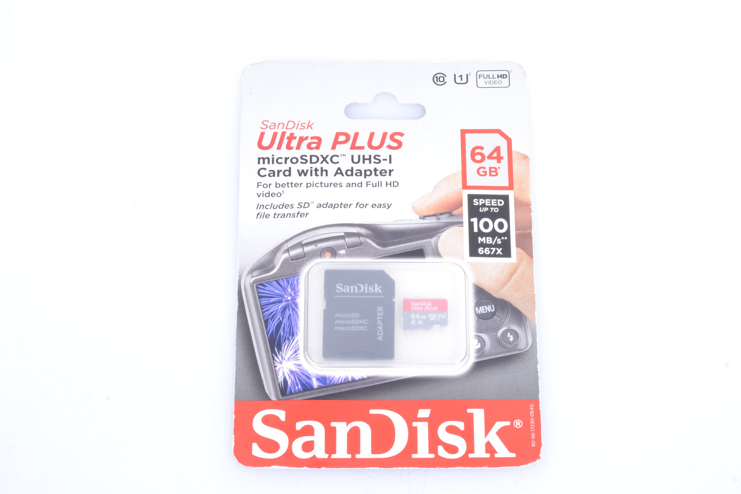 SanDisk Ultra Plus 64gb Micro SD Card w/ Adapter New in Blister Pack