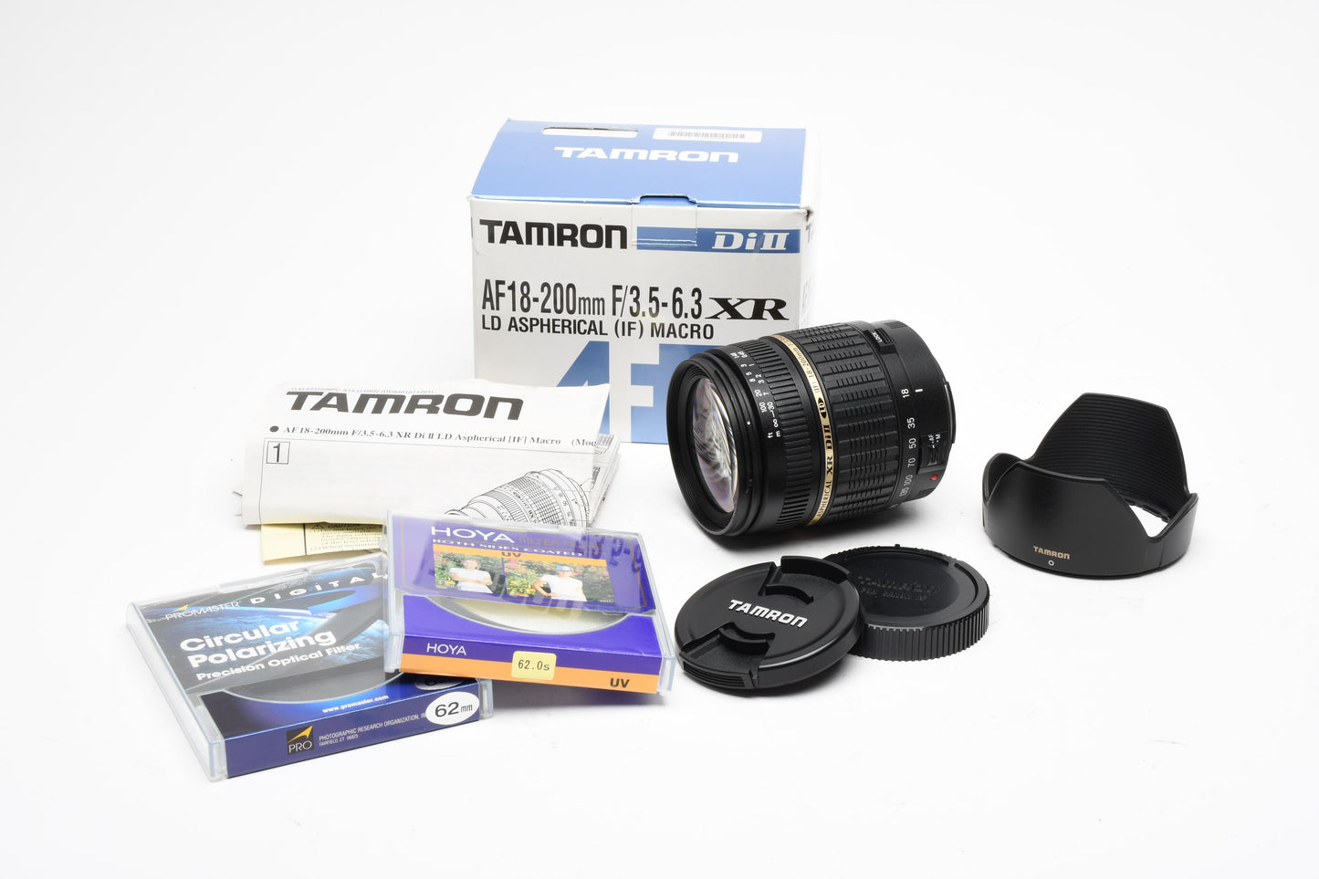 Tamron Di II AF 18-200mm f3.5-6.3 XR LD Macro Zoom Lens Canon EF+2X filters Mint-