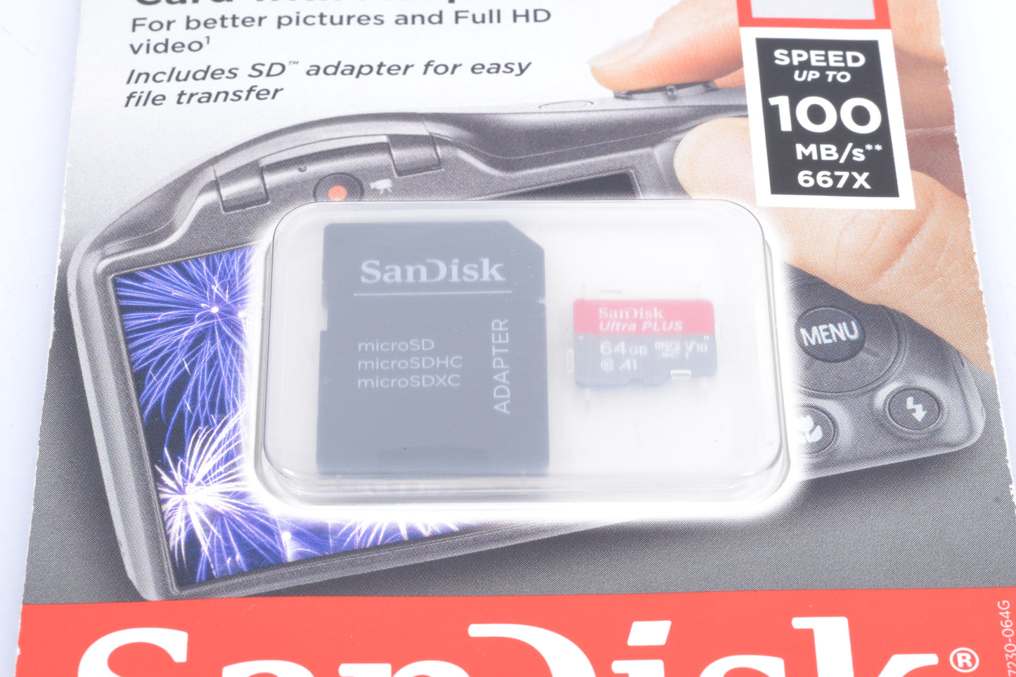 SanDisk Ultra Plus 64gb Micro SD Card w/ Adapter New in Blister Pack