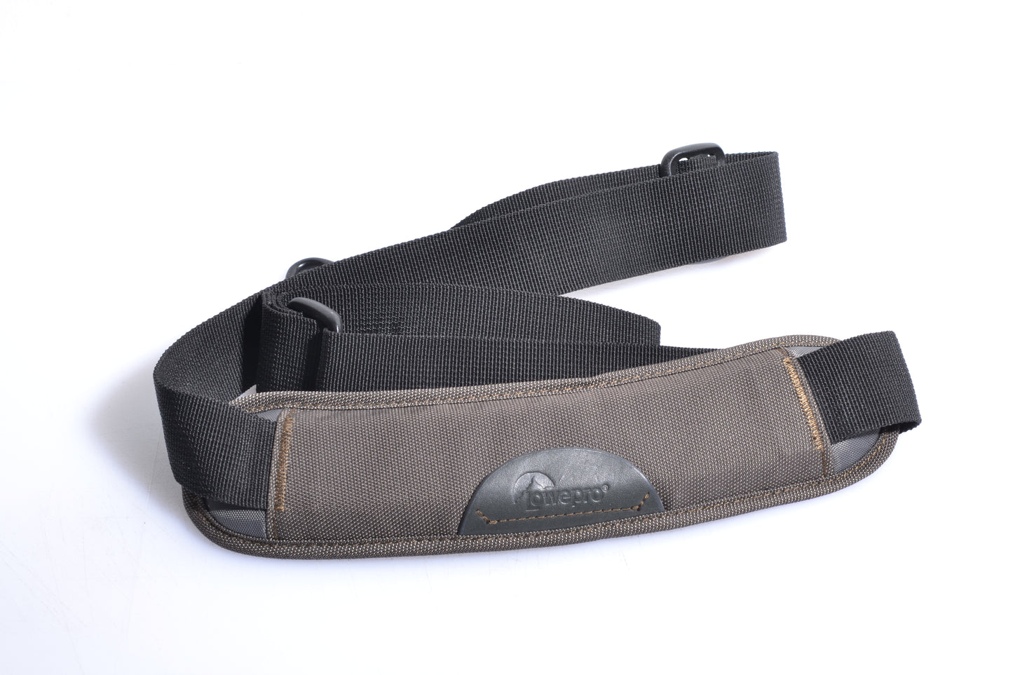 Lowepro padded shoulder bag strap, metal clips, tan/black