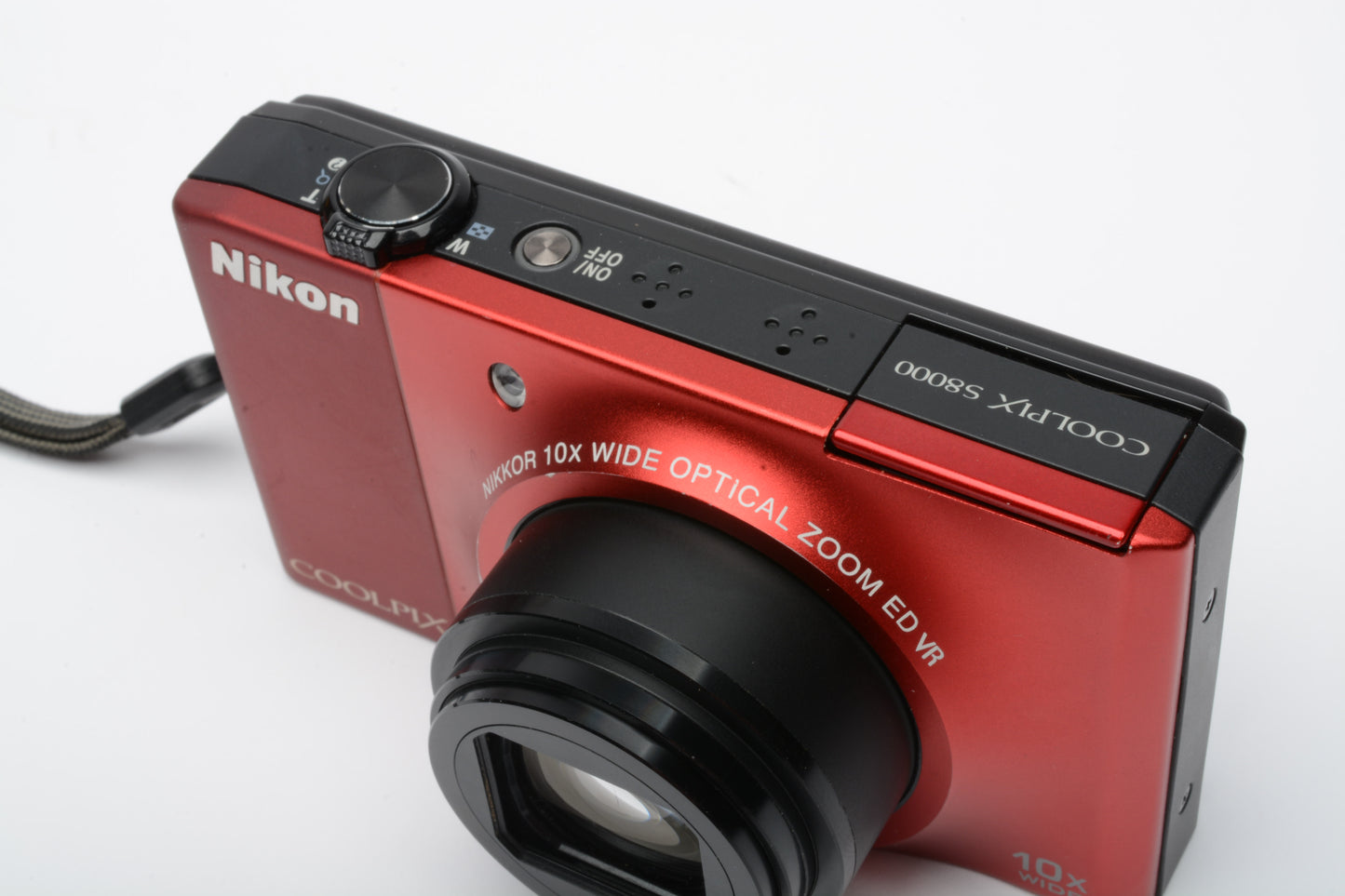 Nikon Coolpix S8000 14.2MP Digital Point&Shoot (Red) +8GB SD, batt+charger, Mint-