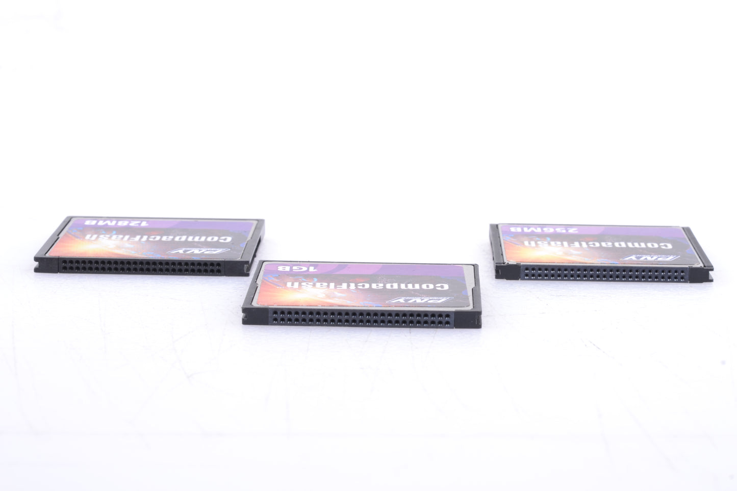 3x PNY CF Compact Flash Cards 128MB 256MB & 1GB in Pouch