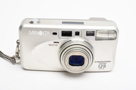 Minolta Freedom Zoom 125 Date 35mm Point&Shoot camera w/ strap, Great!