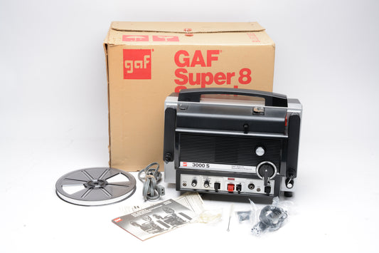 GAF 3000S Super 8 Sound Movie Projector, Boxed, Tested, Works great