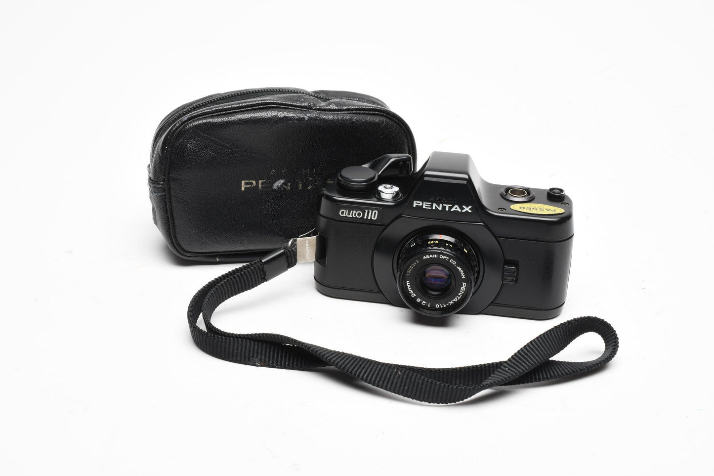 Pentax Auto 110 w/24mm f2.8, case, wrist strap, Tested