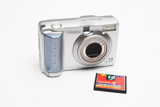 Canon Powershot A10 1.3MP Digital Point&Shoot camera, CF card, Tested