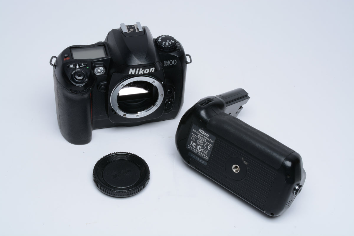 Nikon D100 DSLR w/ MB-D100 Grip, 2x Batts, Manual, Charger, 2GB CF, Strap++