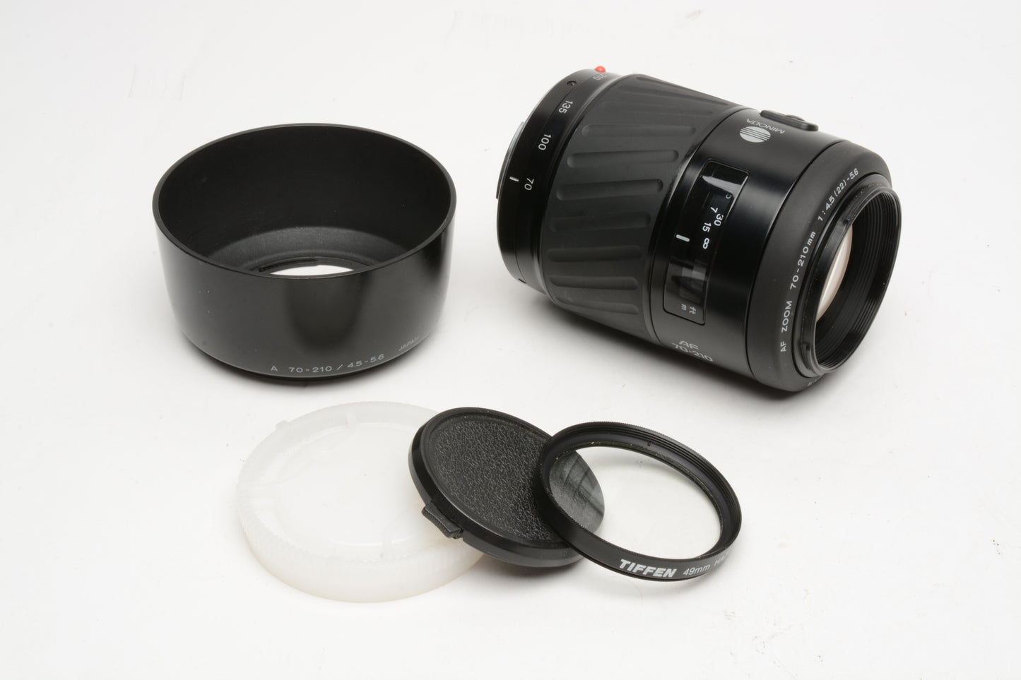 Minolta Maxxum AF Zoom 70-210mm f4.5-5.6 lens, UV, hood, Good, Clean