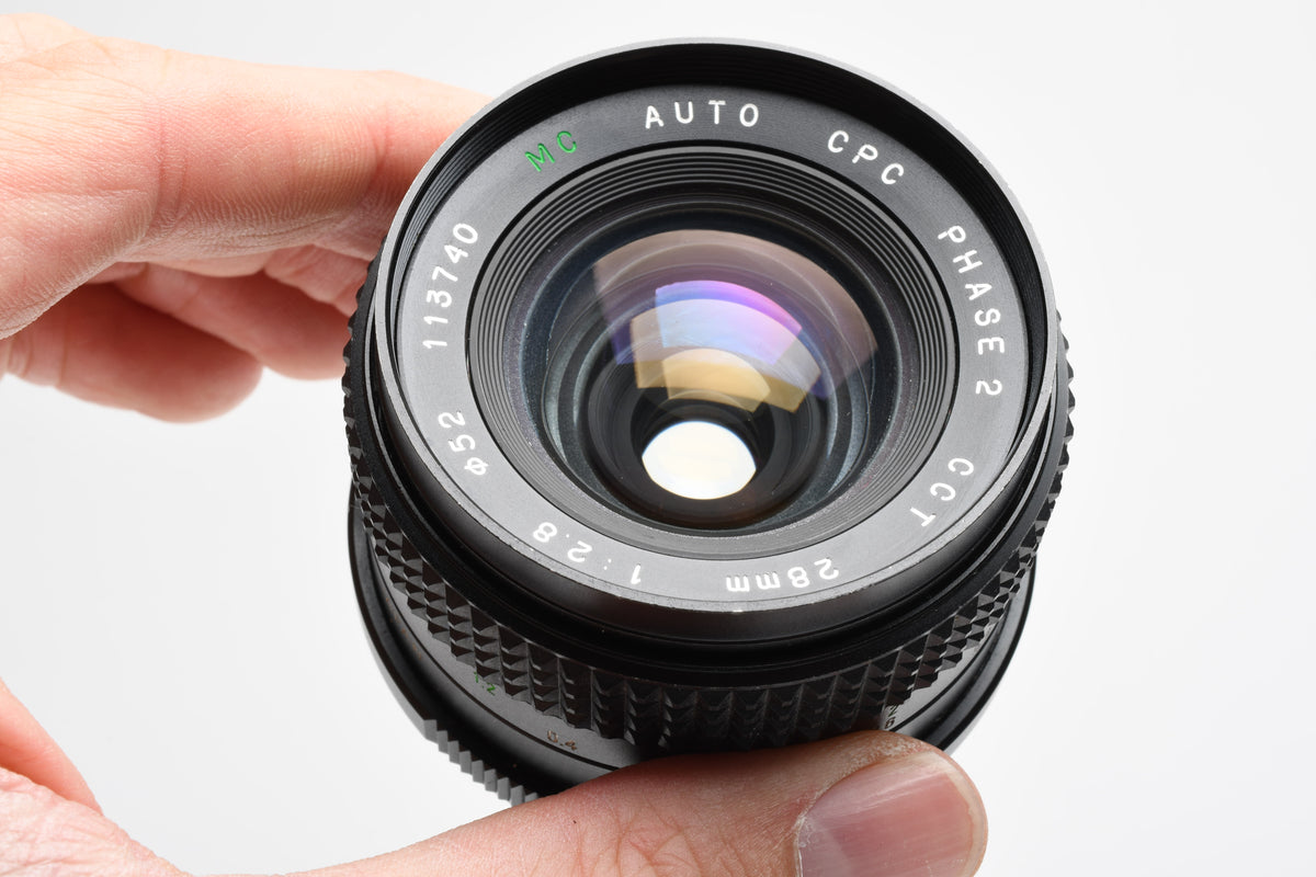 Phase 2 MC Auto CCT 28mm F2.8 Wide Angle Lens for Pentax PK Mount w/Caps, Nice!