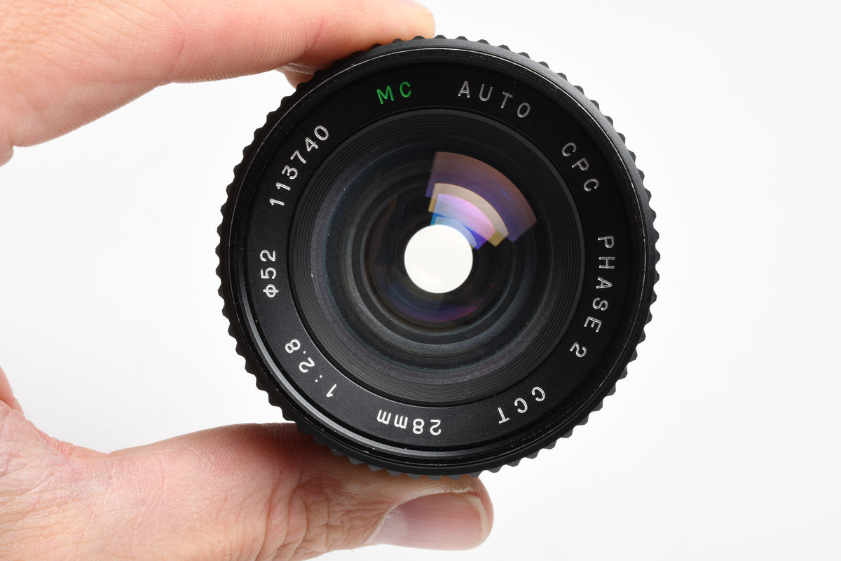 Phase 2 MC Auto CCT 28mm F2.8 Wide Angle Lens for Pentax PK Mount w/Caps, Nice!