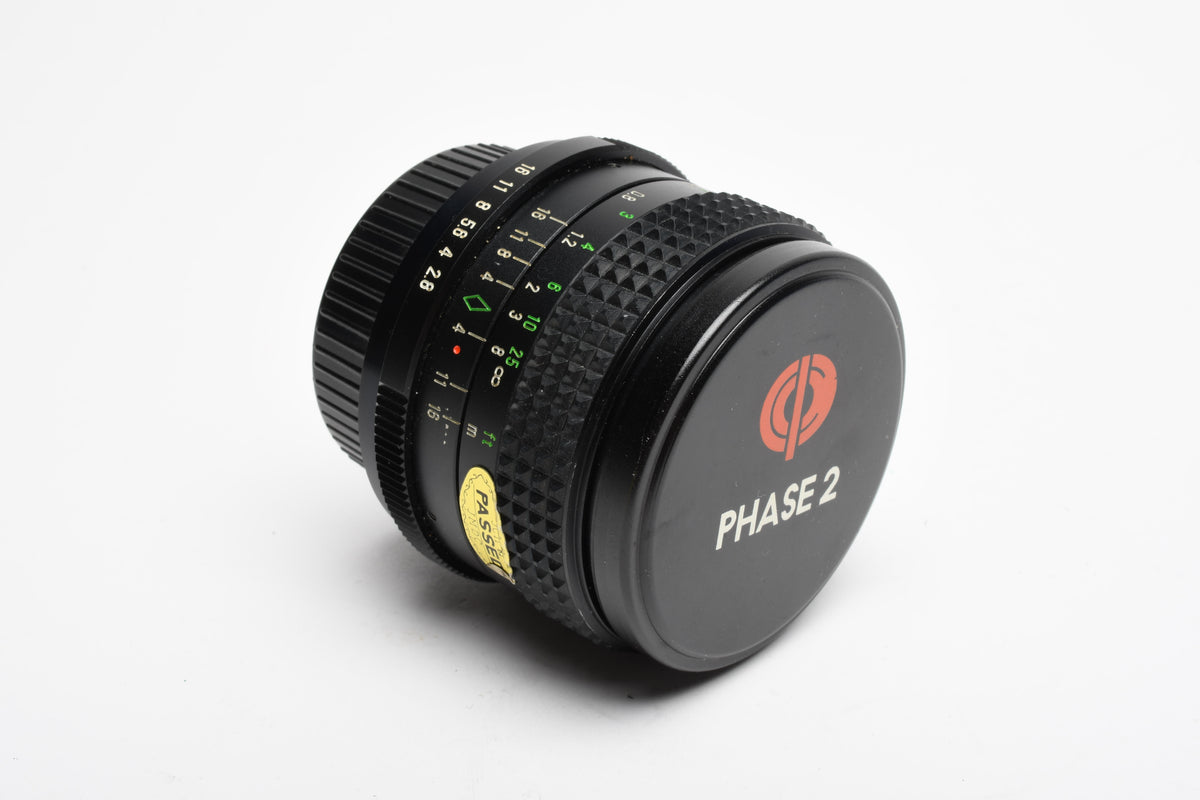 Phase 2 MC Auto CCT 28mm F2.8 Wide Angle Lens for Pentax PK Mount w/Caps, Nice!