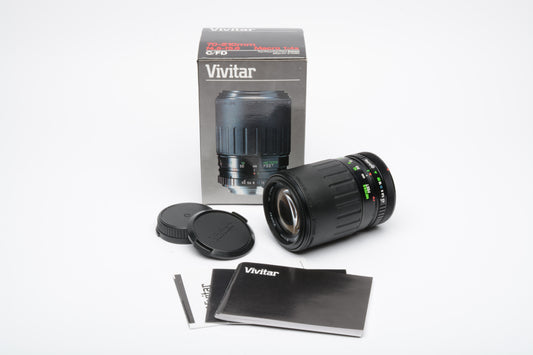 Vivitar MF 70-210mm f4.5-5.6 macro zoom lens for Canon FD mount, caps Boxed