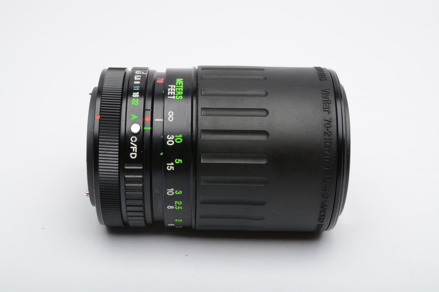 Vivitar MF 70-210mm f4.5-5.6 macro zoom lens for Canon FD mount, caps Boxed