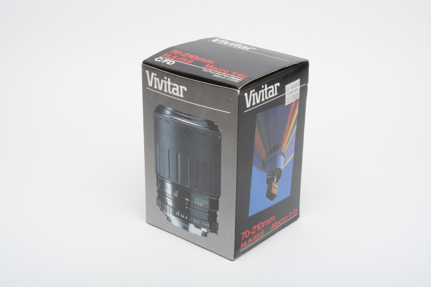 Vivitar MF 70-210mm f4.5-5.6 macro zoom lens for Canon FD mount, caps Boxed