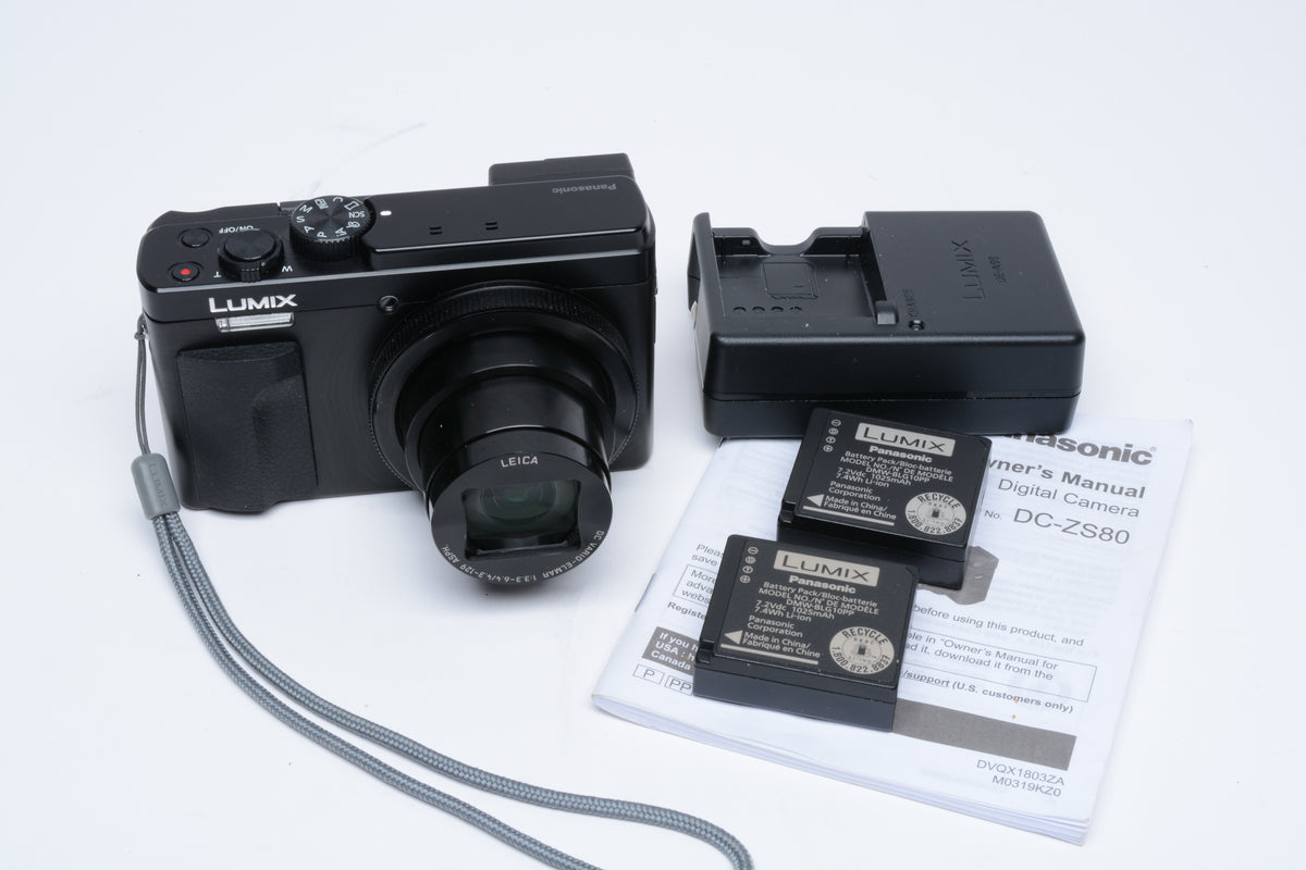 Panasonic Lumix DC-ZS80 20.3MP Digital Point&Shoot, 2Batts, Mint-